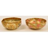 A Japanese Meiji period Satsuma bowl decorated with chrysanthemum, painted character mark to base,