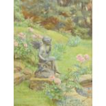 BEATRICE EMMA PARSONS (1869-1955); watercolour, garden scene with cherub, signed, 24.