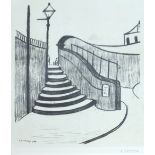 LAURENCE STEPHEN LOWRY (1887-1976); a signed limited edition lithograph "Old Steps, Stockport",