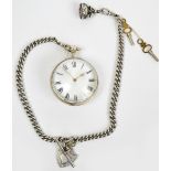 A George IV hallmarked silver pair cased open face key wind verge pocket watch, the circular white