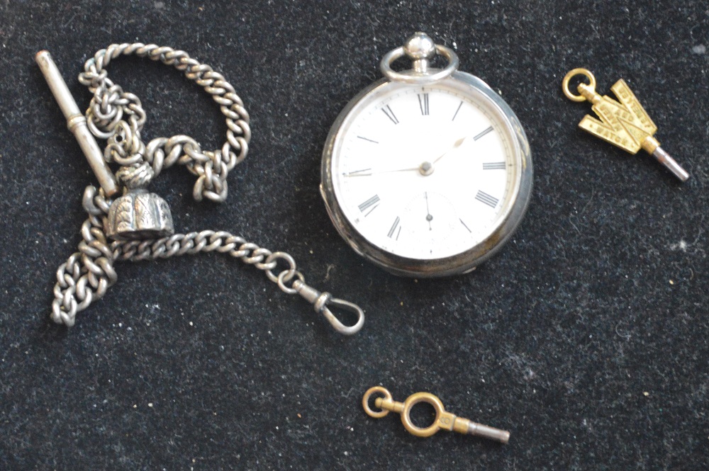 A Victorian hallmarked silver key wind pocket watch by Waltham,