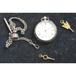 A Victorian hallmarked silver key wind pocket watch by Waltham,