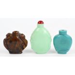 A turquoise coloured ovoid snuff bottle, height 6cm,