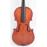 A full size English violin by Ernest Mumby, with two-piece back,