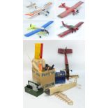 Three modern kit built petrol driven remote control aeroplanes and two part finished similar