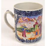 A late 18th/early 19th century Chinese Export mug hand painted in Famille Rose enamels with