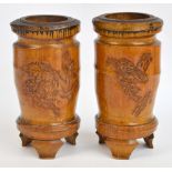 A pair of early 20th century Japanese bamboo brush pots,