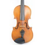 A full size German violin with one-piece back, copy of a Carlo Bergonzi, length of back 35.