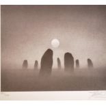 After TREVOR GRIMSHAW; a signed limited edition black and white print, "Moonstones", no.183/500, 17.