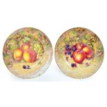 A pair of mid 20th century Royal Worcester porcelain cabinet plates painted with fruit by J Freeman,