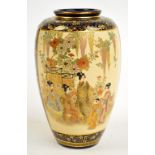 A Japanese Meiji period Satsuma baluster vase,