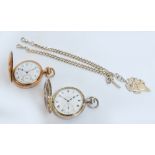A silver plated half hunter cased crown wind pocket watch,