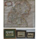 A Robert Morden 1695 hand coloured map of Westmorland, 37 x 43cm,