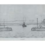 After LAURENCE STEPHEN LOWRY; a limited edition black and white print "Maryport Harbour",