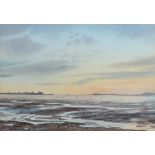 ARTHUR YOUNG; watercolour, Lindisfarne, a coastal landscape, signed and dated 1983, 22.