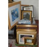 A quantity of various frames and decorative prints.