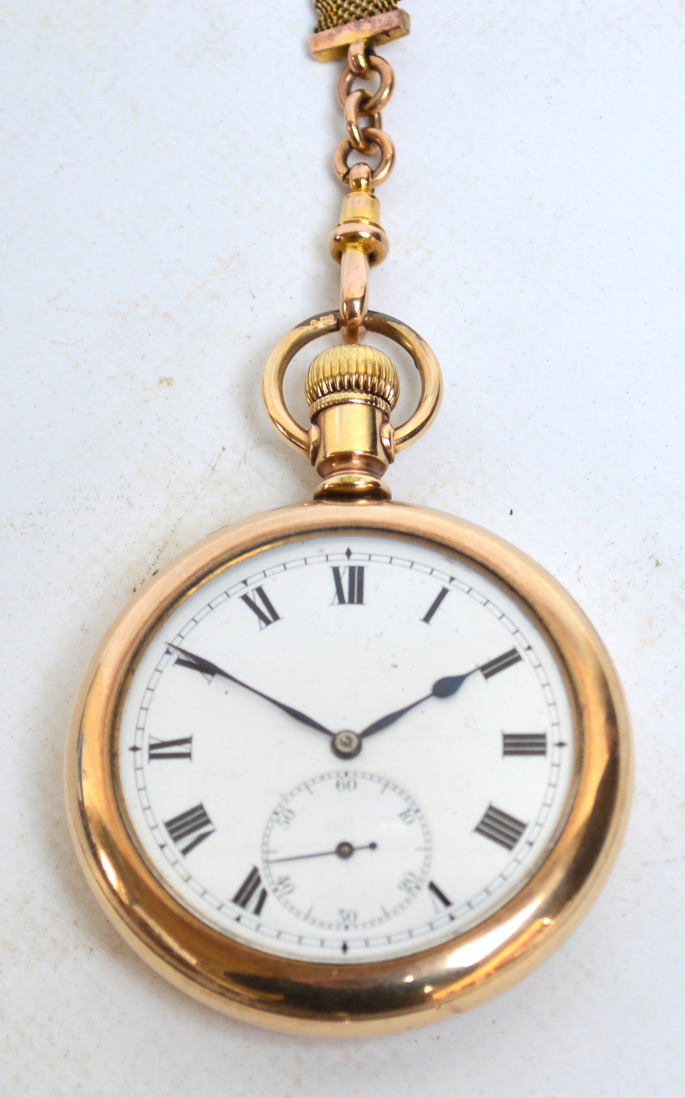 An early 20th century gold plated open face crown wind pocket watch,