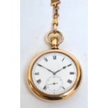 An early 20th century gold plated open face crown wind pocket watch,