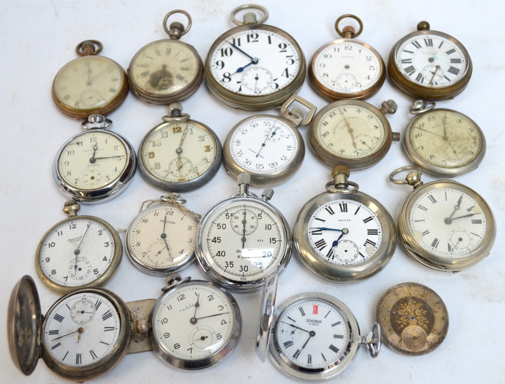 A collection of eighteen various pocket/stop watches including chrome plated cased,