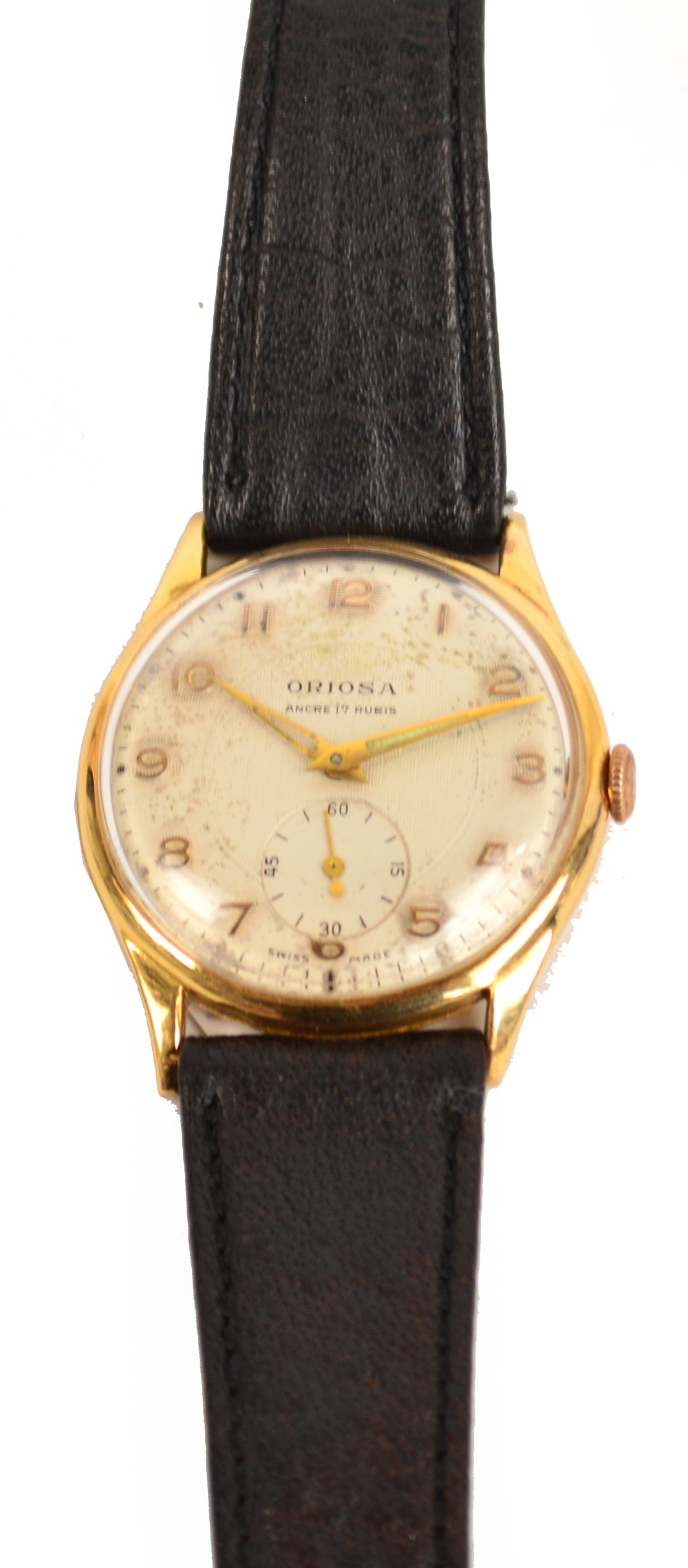 ORIOSA; 18ct yellow gold cased gentleman's manual wind wristwatch,