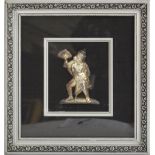 A 19th century Indian white metal plaque of Hanuman, height 12cm, framed and glazed.
