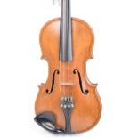 A full size German violin with two-piece back, Maggini copy with label, length of back 36.
