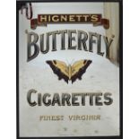 An early 20th century advertising mirror "Hignett's Butterfly Cigarettes, Finest Virginia", with