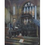 JAMES BLOMFIELD; watercolour, interior church scene, signed, 33.5 x 26cm, framed and glazed.