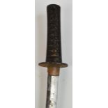 A 19th century Japanese wakizashi with pierced and engraved tsuba and bronze mounted grip,