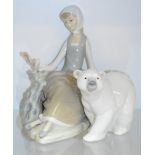 A boxed Lladro figure of a standing polar bear,
