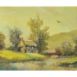 DION PEARS (1929-1985); oil on canvas rural river landscape scene, signed lower right, 24.