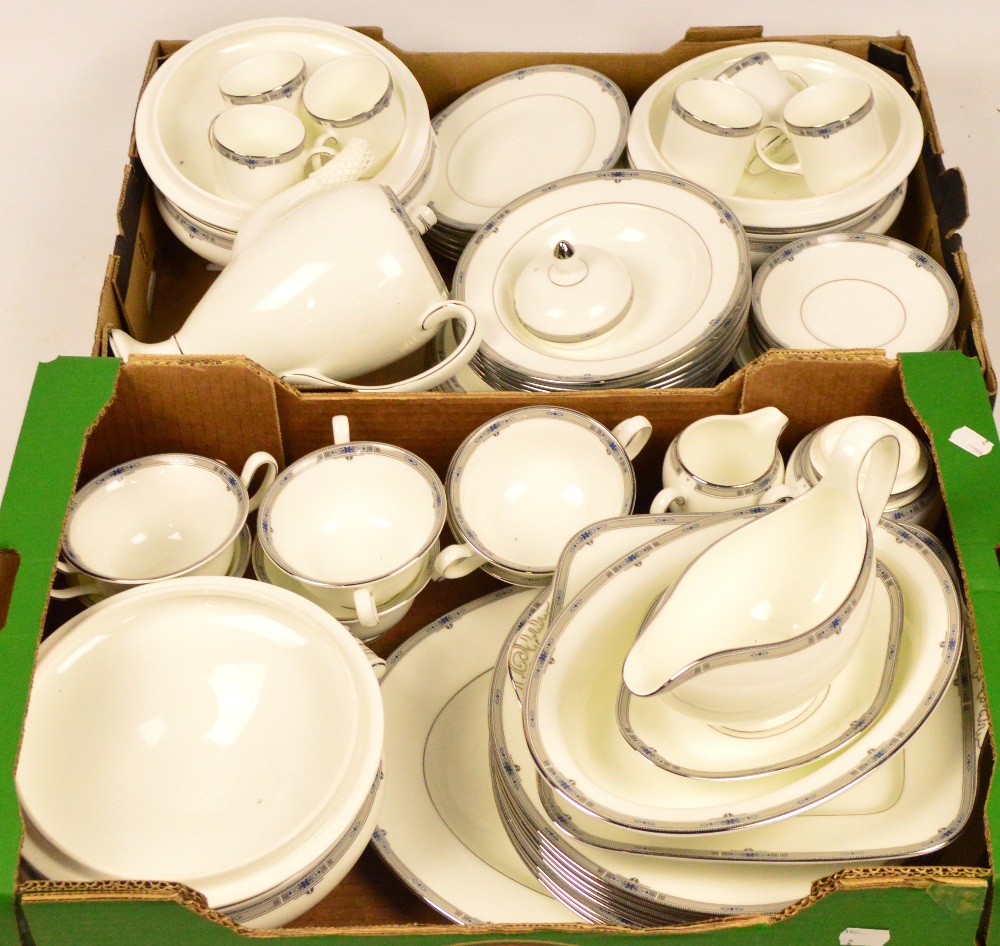 A quantity of dinner and coffee ware in Wedgwood "Amherst" pattern, comprising eight dinner