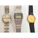 Three gentleman's wristwatches comprising a Seiko automatic, an Omega Seamaster quartz,