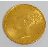 A Victoria young head full sovereign, 1851.