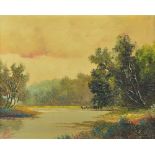 DION PEARS (1929-1985); oil on canvas, rural river landscape scene, signed lower left, 25 x 30cm,