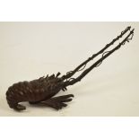 An early 20th century Japanese bronze crayfish, length 21.5cm.