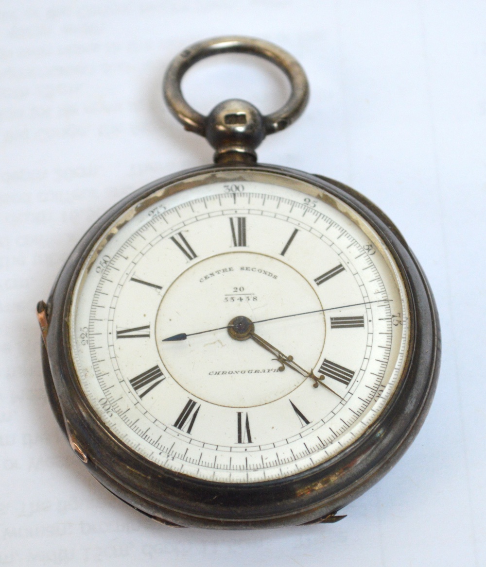 A Victorian hallmarked silver cased open face centre seconds chronograph,