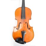 A full size German violin with two-piece back, Stradivarius copy, manufactured in Dresden,