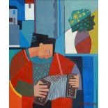 PETER STANAWAY (born 1943); oil on board "The Accordion Player", signed,