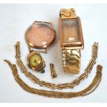 A 9ct gold gentleman's wristwatch case,