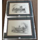 After MARC GRIMSHAW; a pair of signed limited edition black and white prints "Lymm Cross,