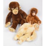 A large modern Steiff monkey with brown fur and pale face, hands and feet, height approx 62cm,