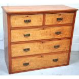 An early 20th century pine two over three chest of drawers, length 121cm.