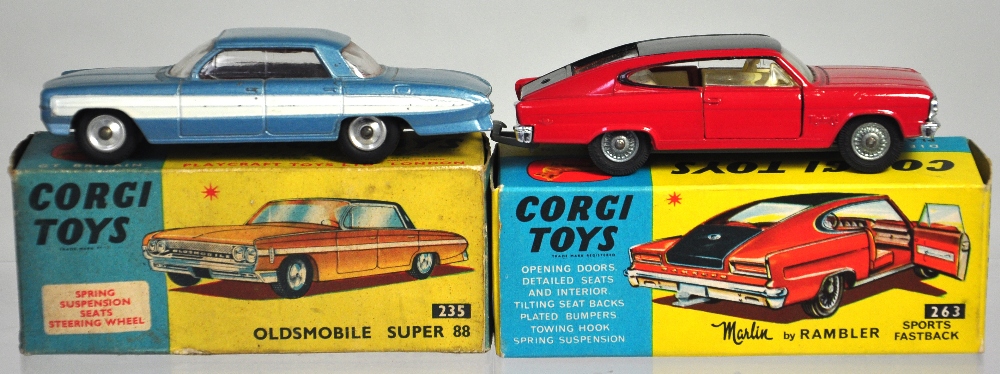 A boxed Corgi Marlin Rambler no.263 Sports Fastback, and a boxed Oldsmobile Super 88 (2).