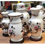 Five Mason's Mandalay pattern table lamps, largest height 45cm (5).