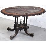 A Victorian walnut centre table,