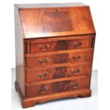 A 20th century mahogany bureau on bracket feet, width 76cm.