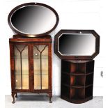 A retro display cabinet on cabriole legs, width 72cm,