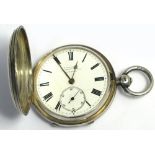 A hallmarked silver full hunter pocket watch, Chester 1893,