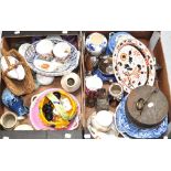 A quantity of ceramics to include early blue and white plates, a Victorian warming plate etc.